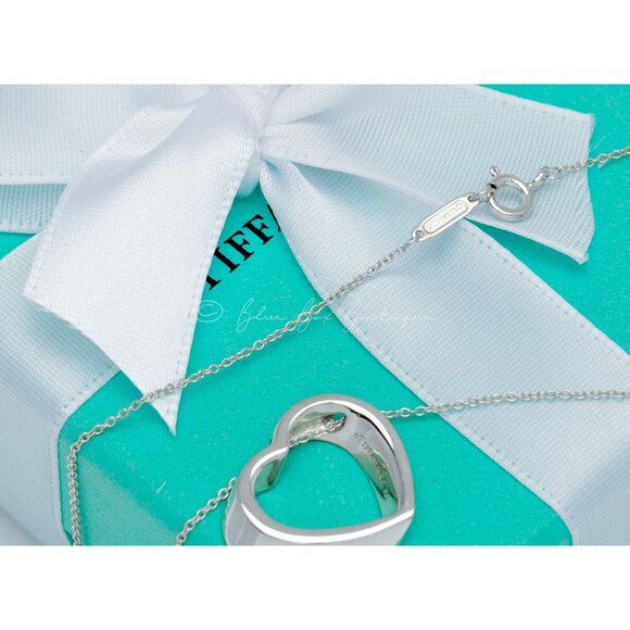 Tiffany & Co. Heart Cutout Necklace 3-D Open Heart Modern Pendant in Silver 16" - Picture 6 of 7